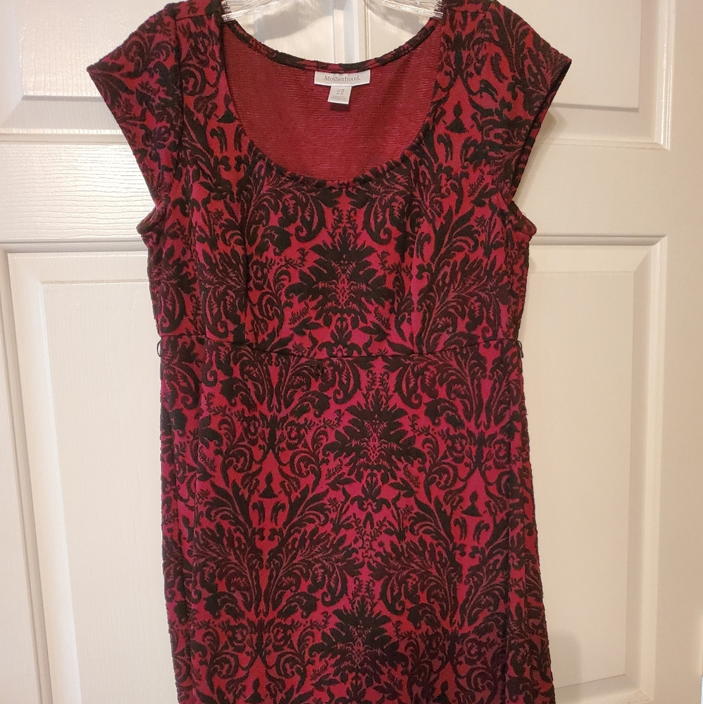 Maroon and Black Patterned Dress